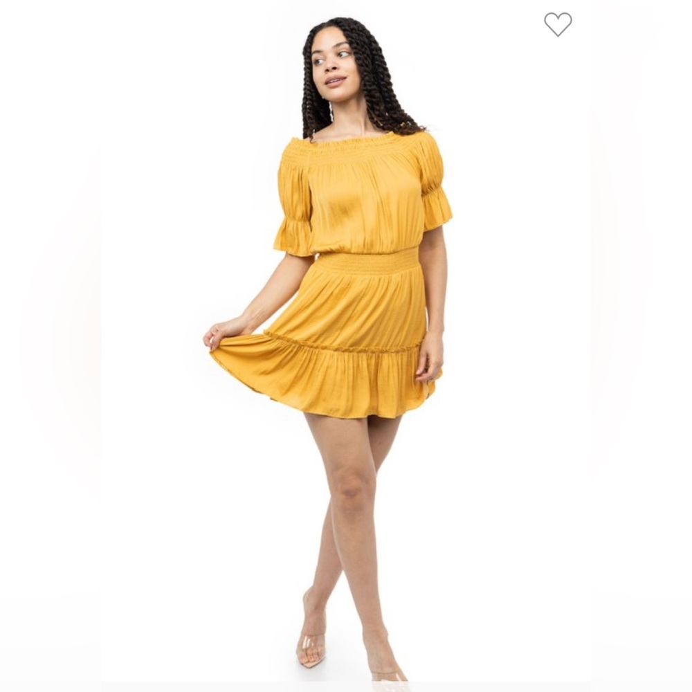 Yellow Off-Shoulder Mini Dress